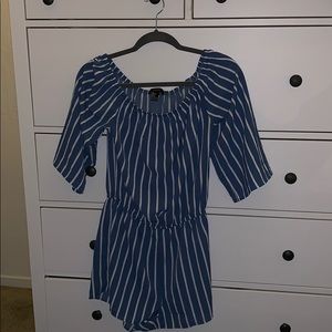 Forever 21 blue and white romper. Off the shoulder